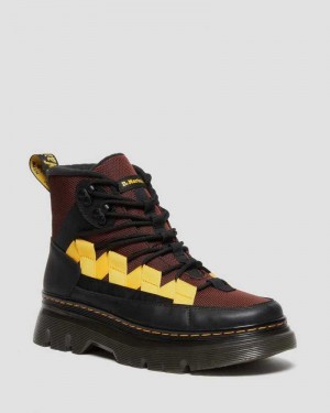 Dr Martens Boury Contrast Nylon & Leather Casual Boots Black / Brown | 32YPNJGTZ