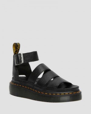 Dr Martens Clarissa II Leather Platform Sandals Black | 46IGHLQCS