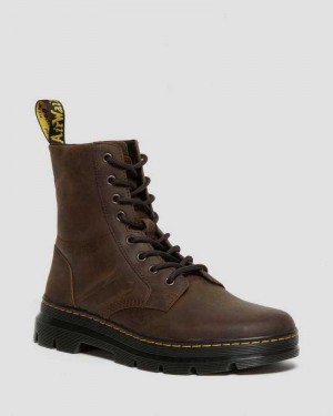 Dr Martens Combs Crazy Horse Leather Casual Boots Brown | 95REXHYJU