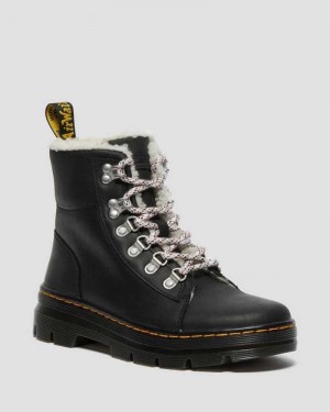 Dr Martens Combs Faux Shearling Lined Casual Boots Black | 05WEZLIBU