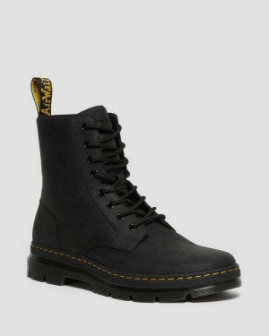 Dr Martens Combs Leather Casual Boots Black | 97AHUSNWT