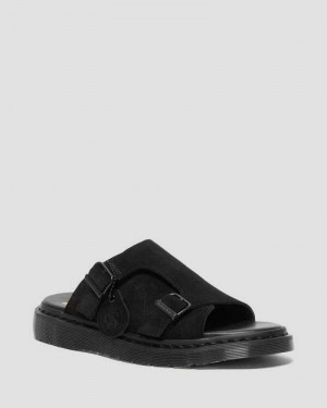 Dr Martens Dayne Suede Slide Sandals Black | 81GYHQSJW