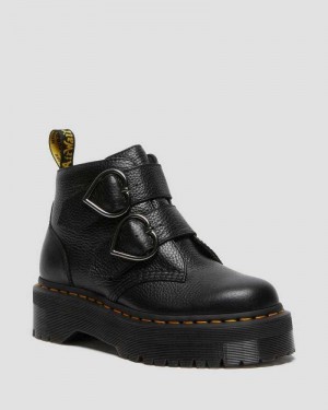 Dr Martens Devon Heart Leather Platform Boots Black | 80MDUOFIR