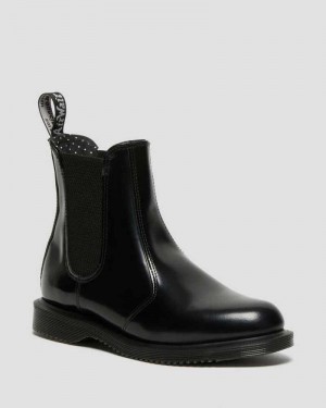 Dr Martens Flora Smooth Leather Chelsea Boots Black | 46GHPSKLD