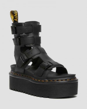 Dr Martens Giavanna Leather Platform Gladiator Sandals Black | 94TRNIAHW