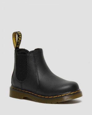 Dr Martens Infant/Toddler 2976 Softy T Leather Chelsea Boots Black | 35USBKJWY