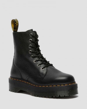 Dr Martens Jadon III Pisa Leather Platform Boots Black | 90VAXOLPK