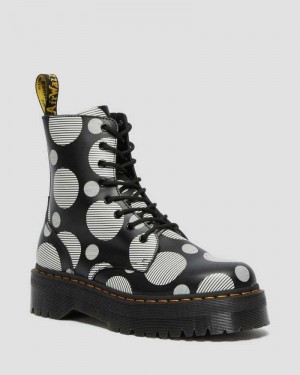 Dr Martens Jadon Polka Dot Smooth Leather Platform Boots Black | 21ONBWYRS