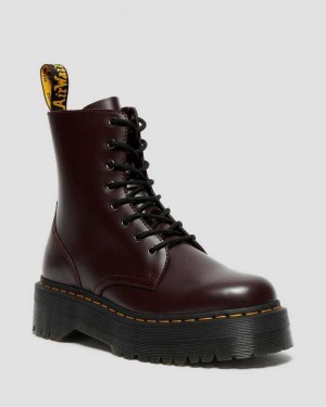 Dr Martens Jadon Smooth Leather Platform Boots Burgundy | 97YVUWMGT