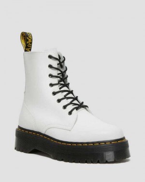 Dr Martens Jadon Smooth Leather Platform Boots White | 82WGOLDAE