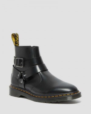 Dr Martens Jaimes Leather Harness Chelsea Boots Black | 87CQDAFSZ