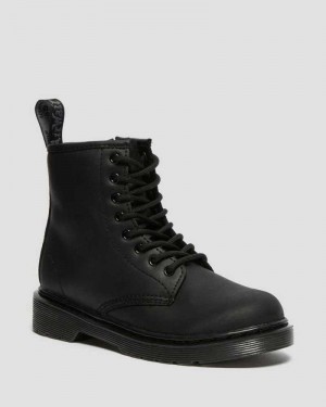 Dr Martens Junior 1460 Faux Fur Lined Boots Black | 25ARQGIYB