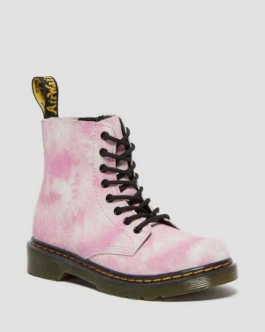 Dr Martens Junior 1460 Pascal Tie Dye Lace Up Boots Pink | 23VCYKEGL