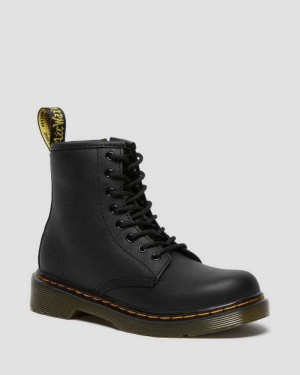 Dr Martens Junior 1460 Softy T Leather Lace Up Boots Black | 04JILKXWA