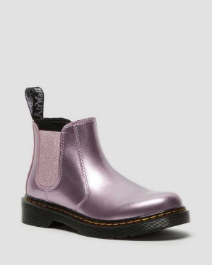 Dr Martens Junior 2976 Metallic Chelsea Boots Pink | 87XCLZBQF