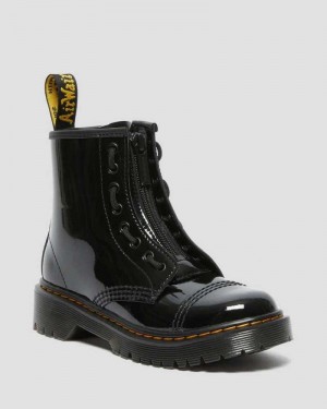 Dr Martens Junior Sinclair Bex Patent Leather Boots Black | 89TEXRBZS