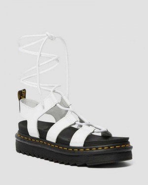 Dr Martens Nartilla Leather Gladiator Sandals White | 01CZJIKGY