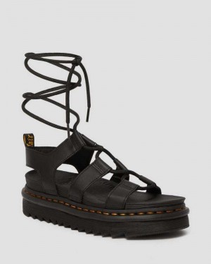 Dr Martens Nartilla Leather Gladiator Sandals Black | 46JPVTKOZ