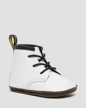 Dr Martens Newborn 1460 Auburn Leather Booties White | 31HSZFUBM