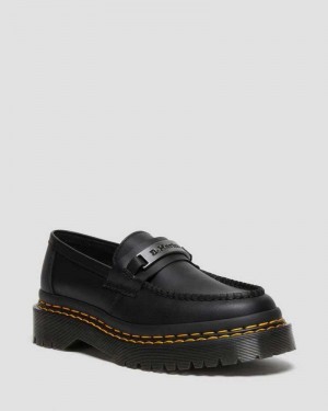 Dr Martens Penton Bex Double Stitch Leather Loafers Black | 09NGHKCQP