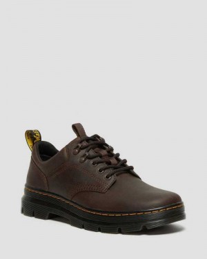 Dr Martens Reeder Crazy Horse Leather Utility Shoes Dark Brown | 23GXAOBUY