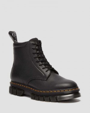 Dr Martens Rikard Lunar Leather Platform Boots Black | 62JMFOHXG