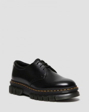 Dr Martens Rikard Polished Smooth Leather Platform Shoes Black | 28HNJCBTK