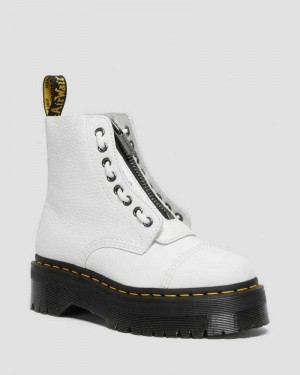 Dr Martens Sinclair Milled Nappa Leather Platform Boots White | 61APCBZUF