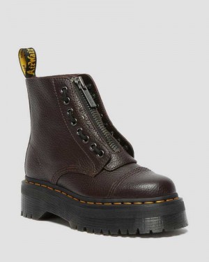 Dr Martens Sinclair Milled Nappa Leather Platform Boots Burgundy | 45UAYDRMS