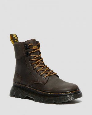 Dr Martens Tarik Crazy Horse Leather Utility Boots Dark Brown | 14ODHZQEB