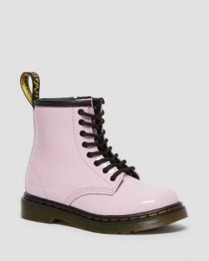 Dr Martens Toddler 1460 Patent Leather Lace Up Boots Pink | 04NKDYLQT