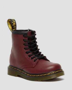 Dr Martens Toddler 1460 Softy T Leather Lace Up Boots Pink Red | 87LJVMCBS