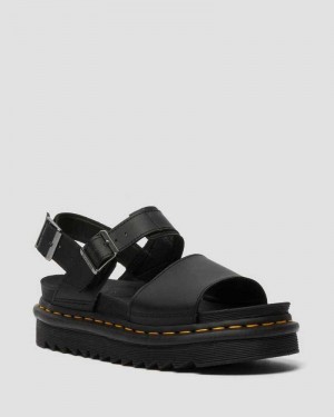 Dr Martens Voss Leather Strap Sandals Black / Black | 17JDKFSPY