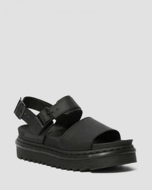 Dr Martens Voss Leather Strap Sandals Black | 65SDWOHJE