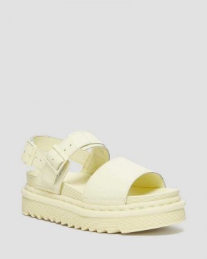 Dr Martens Voss Leather Strap Sandals Cream | 81SOHXLMT