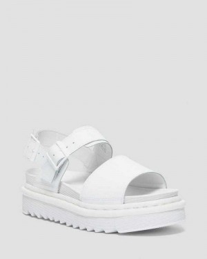 Dr Martens Voss Mono Hydro Leather Strap Sandals White | 79BAKXIDT