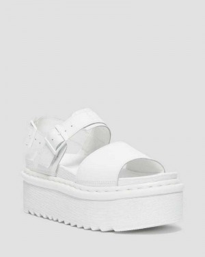 Dr Martens Voss Mono Leather Platform Strap Sandals White | 70QOKATIN