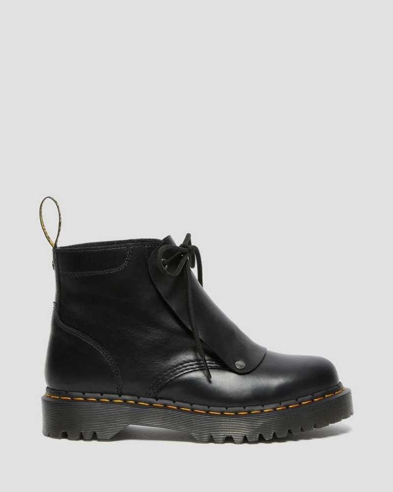 Dr Martens 101 Bex Lace Cover Leather Ankle Boots Black | 25IOFRPAE