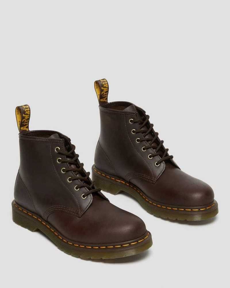 Dr Martens 101 Crazy Horse Leather Ankle Boots Dark Brown | 12NFEKYQM