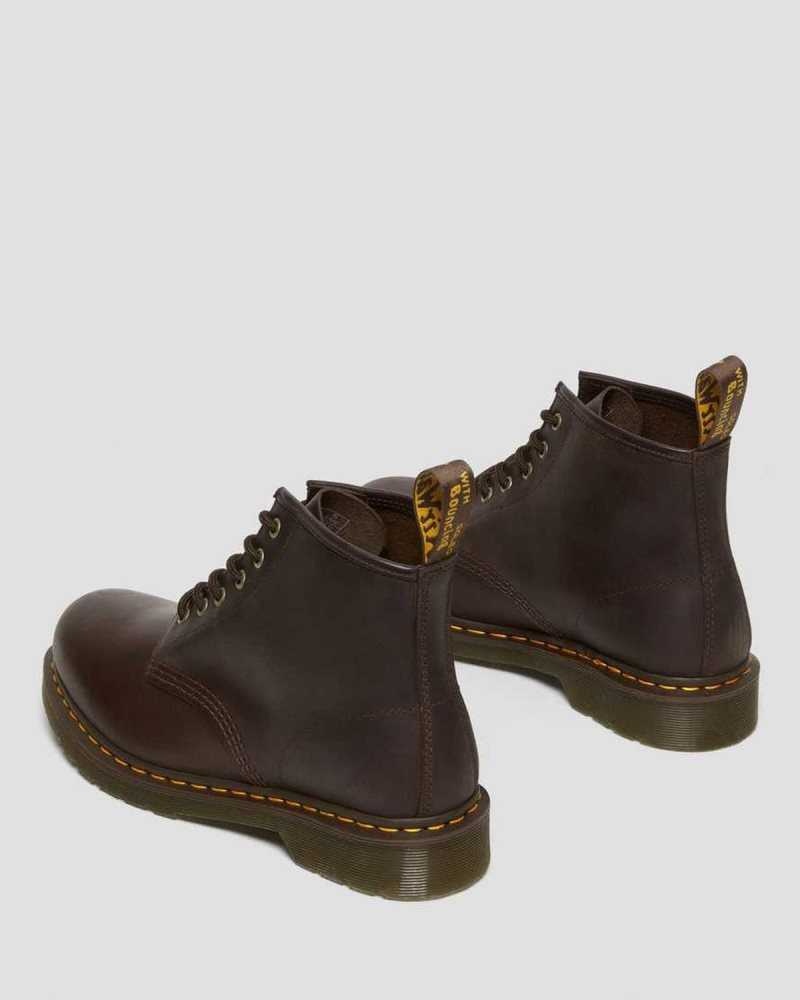 Dr Martens 101 Crazy Horse Leather Ankle Boots Dark Brown | 12NFEKYQM