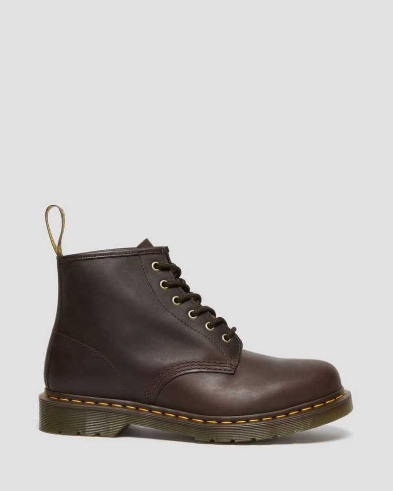 Dr Martens 101 Crazy Horse Leather Ankle Boots Dark Brown | 12NFEKYQM