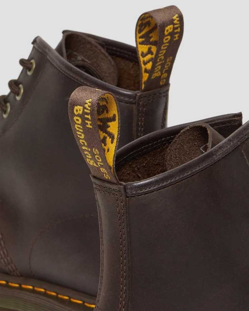 Dr Martens 101 Crazy Horse Leather Ankle Boots Dark Brown | 12NFEKYQM