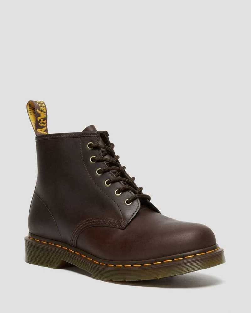 Dr Martens 101 Crazy Horse Leather Ankle Boots Dark Brown | 12NFEKYQM