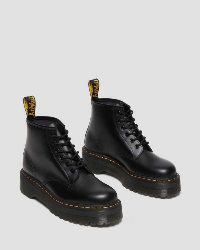 Dr Martens 101 Smooth Leather Platform Ankle Boots Black | 12YHNJMXT