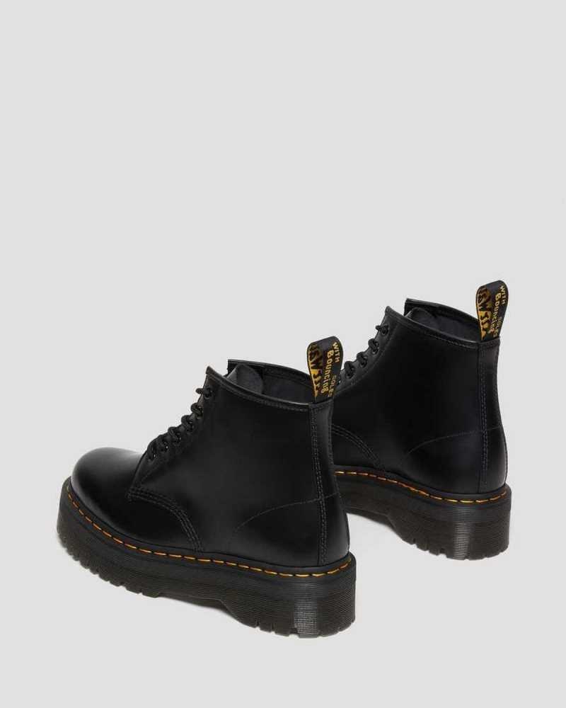 Dr Martens 101 Smooth Leather Platform Ankle Boots Black | 12YHNJMXT