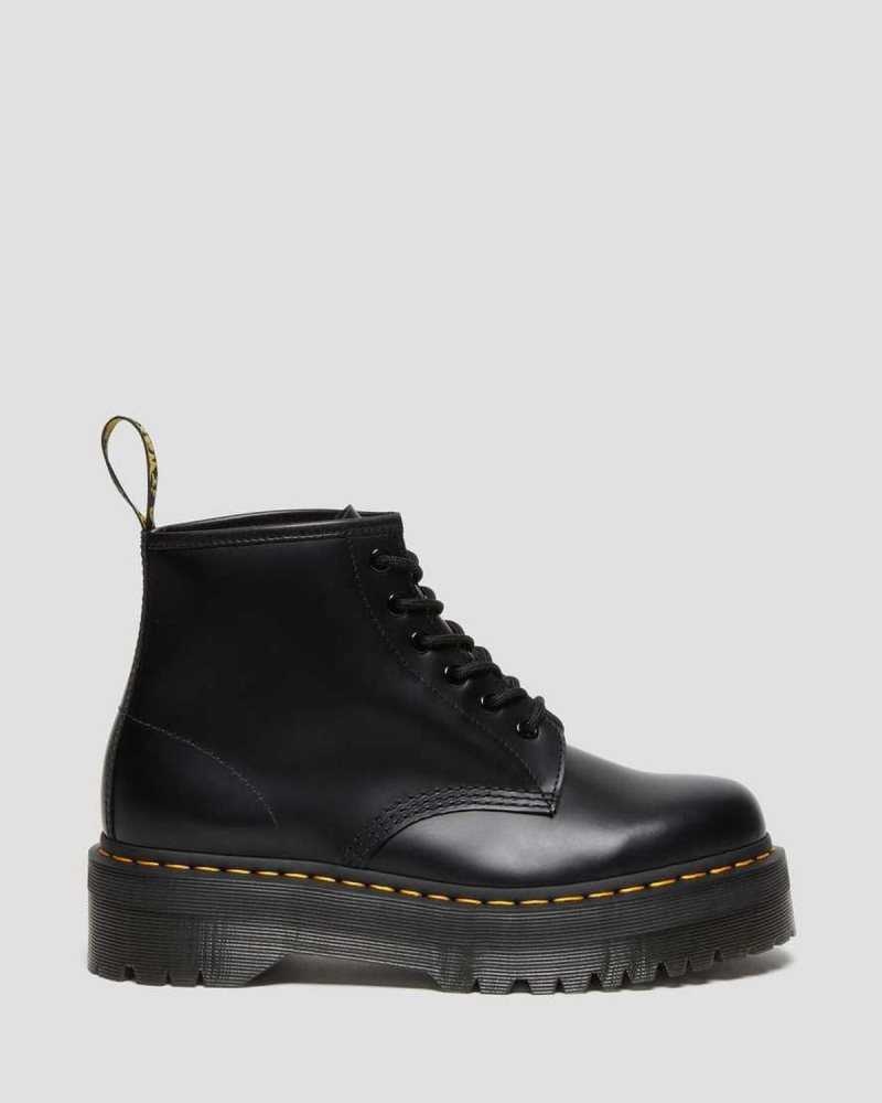 Dr Martens 101 Smooth Leather Platform Ankle Boots Black | 12YHNJMXT