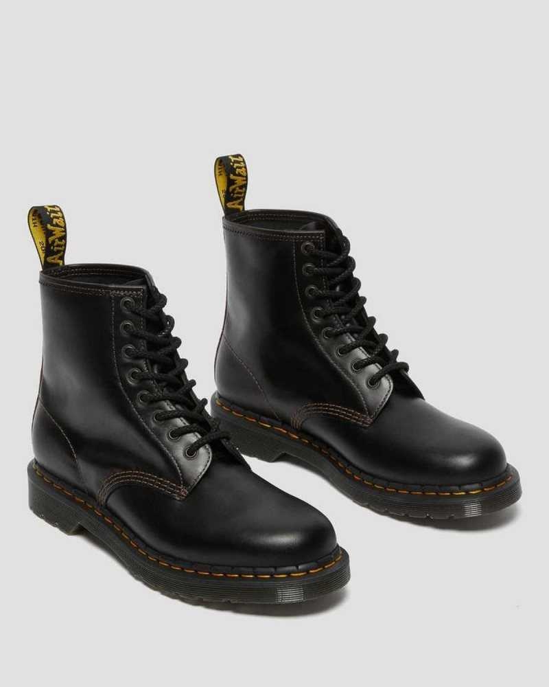 Dr Martens 1460 Abruzzo Leather Lace Up Boots Black / Brown | 86WGJMCNK