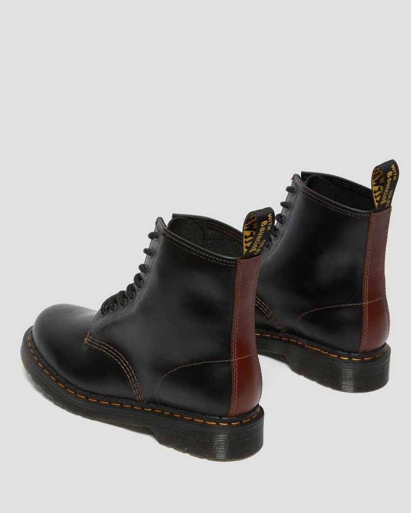 Dr Martens 1460 Abruzzo Leather Lace Up Boots Black / Brown | 86WGJMCNK