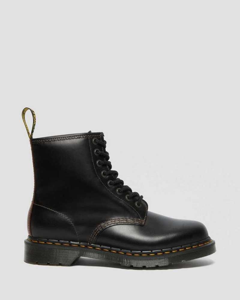 Dr Martens 1460 Abruzzo Leather Lace Up Boots Black / Brown | 86WGJMCNK