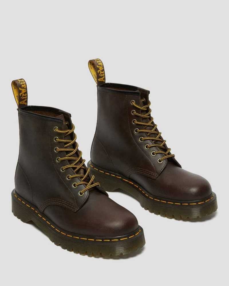 Dr Martens 1460 Bex Crazy Horse Leather Lace Up Boots Dark Brown | 28CDWJFAH